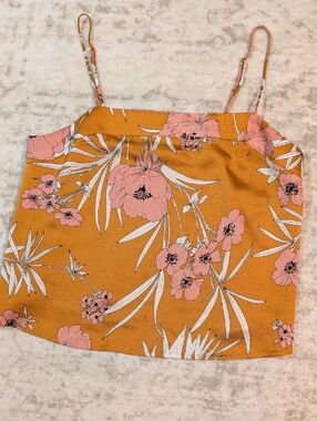 Express Pink Floral Spaghetti-Strap Cami on Mustard